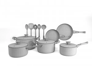 cook n home 15 piece non stick black 3D Model