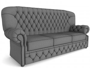 monks leather chesterfield 3D Model