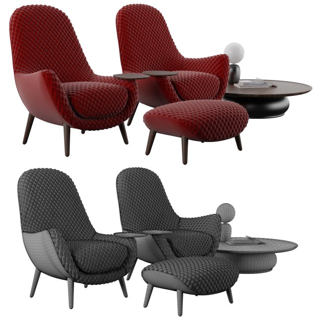 armchair mad king poliform Modello 3D .c4d .max .obj .3ds .fbx .stl .blend 