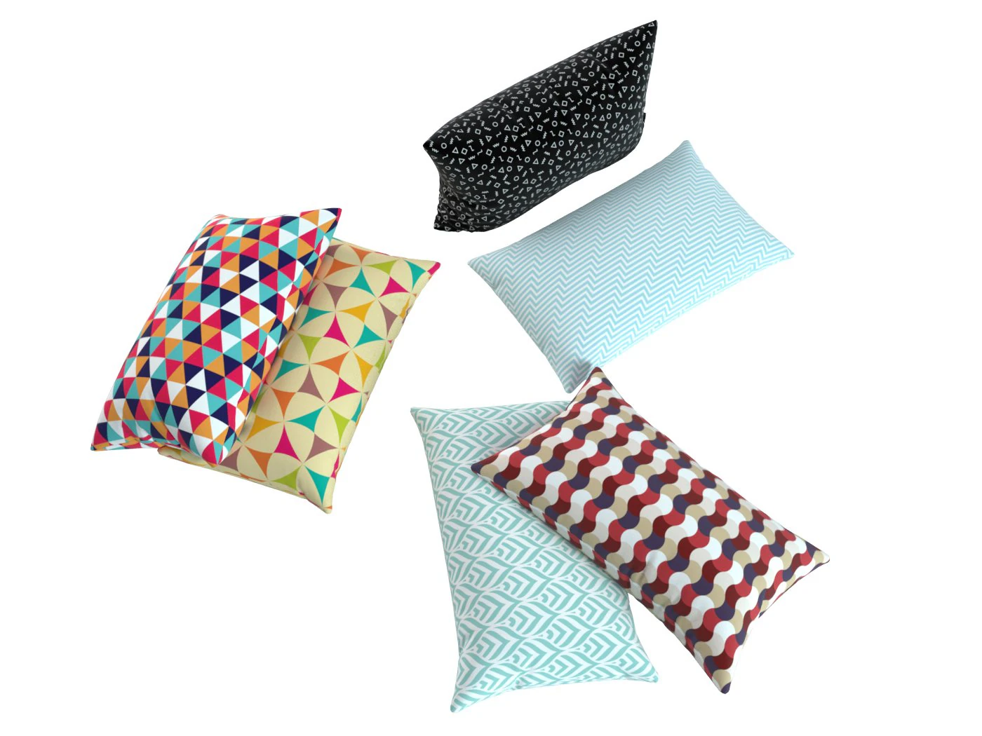 3d pillow multi color model 3D Model .c4d .max .obj .3ds .fbx .stl .blend 