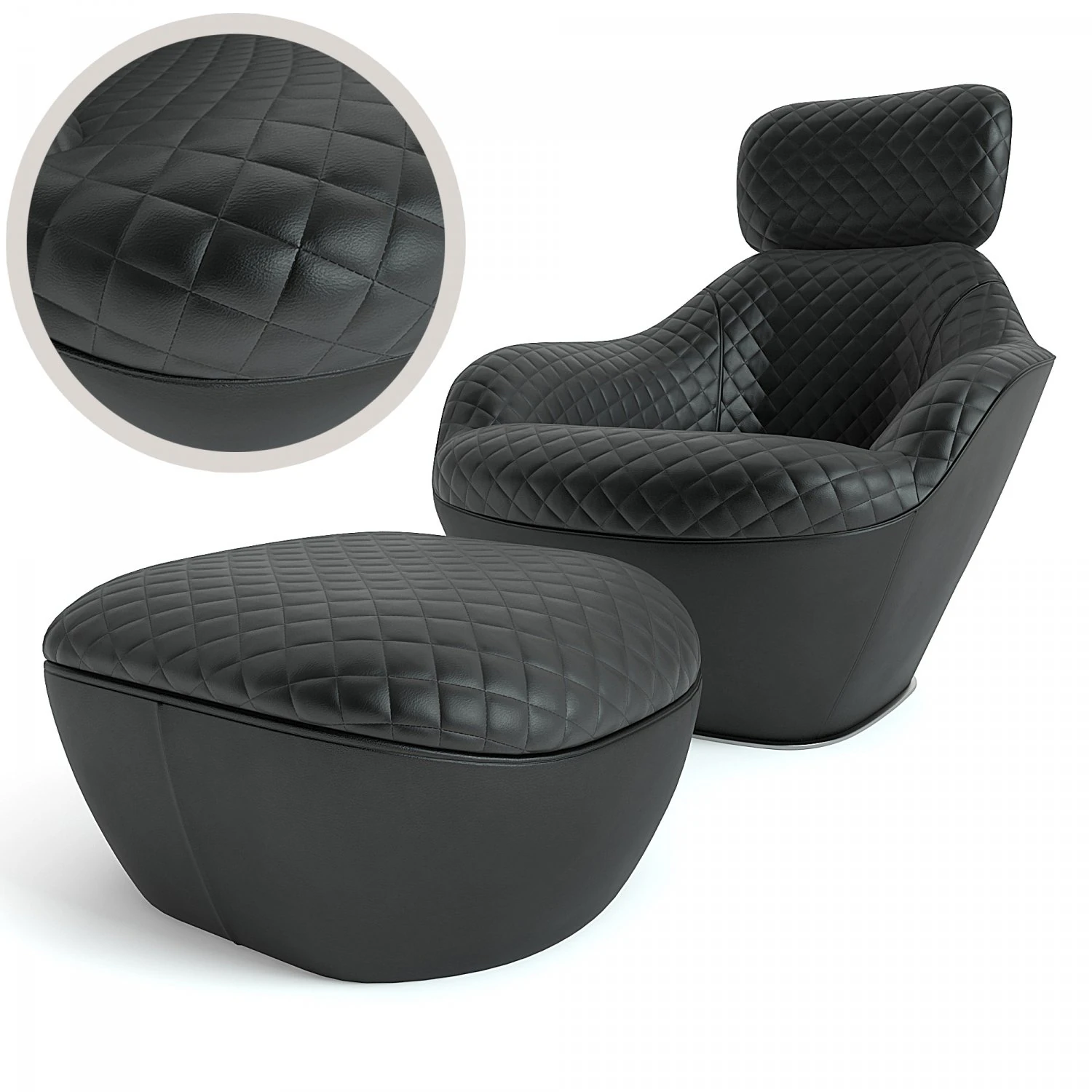 bergamote armchair and ottoman 3D Model .c4d .max .obj .3ds .fbx .stl .blend 