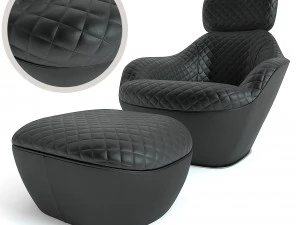 bergamote fauteuil en poef 3D Model