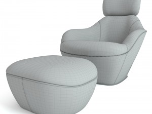 bergamote armchair and ottoman 3D Model
