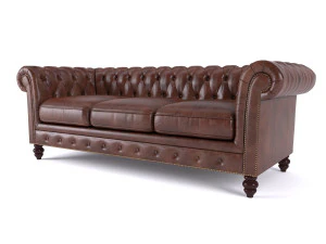 brooklyn chesterfield leather sofa and loveseat and armchair 3D Model
