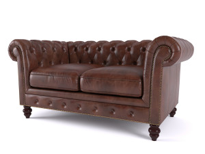 brooklyn chesterfield leather sofa and loveseat and armchair Model 3D