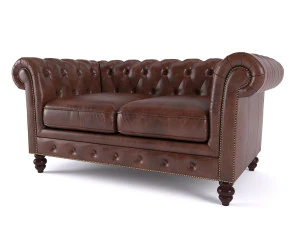 brooklyn chesterfield leather sofa and loveseat and armchair 3D Model