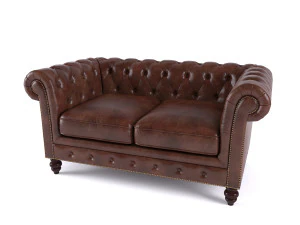 brooklyn chesterfield leather sofa and loveseat and armchair 3D Model