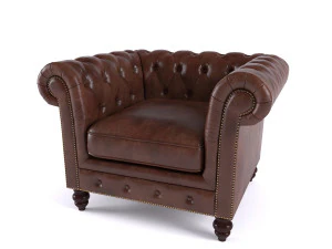 brooklyn chesterfield leather sofa and loveseat and armchair 3D Model