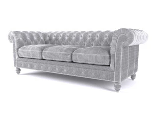 brooklyn chesterfield leather sofa and loveseat and armchair 3D Model