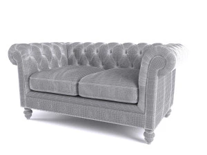 brooklyn chesterfield leather sofa and loveseat and armchair 3D Model