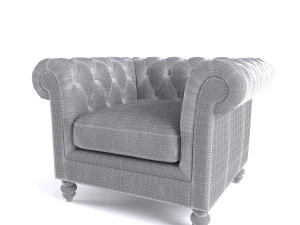 brooklyn chesterfield leather sofa and loveseat and armchair 3D Model