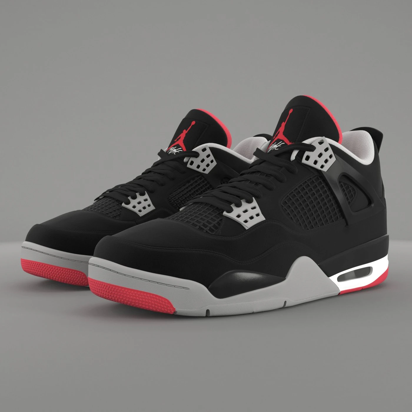 air jordan 4 retro bred pbr 3D Model .c4d .max .obj .3ds .fbx .stl .blend 
