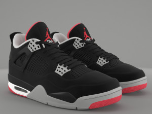 air jordan 4 retro bred pbr 3D Model