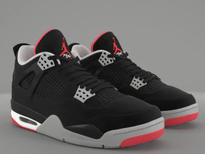 air jordan 4 retro bred pbr 3D Model