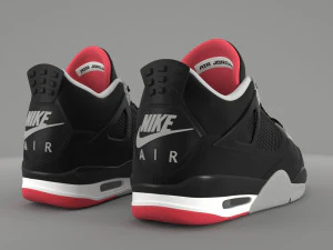 air jordan 4 retro bred pbr 3D Model