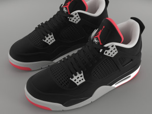 air jordan 4 retro bred pbr 3D Model