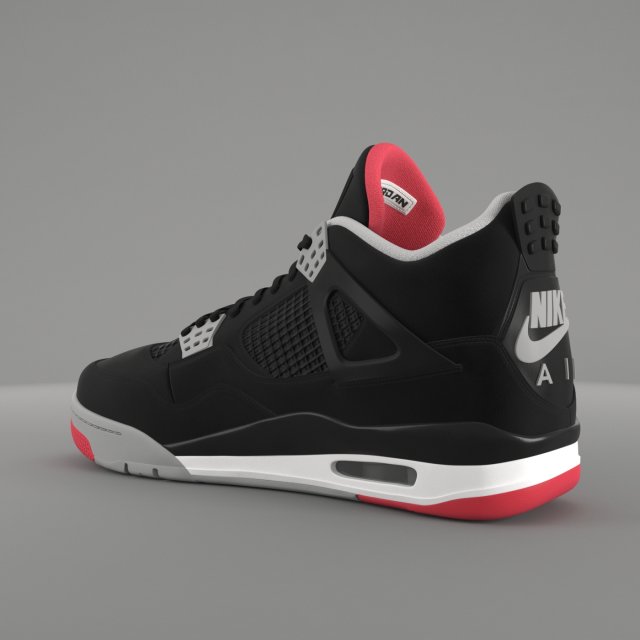 3D model Nike Air Jordan 4 Retro Bred Shoe VR / AR / low-poly