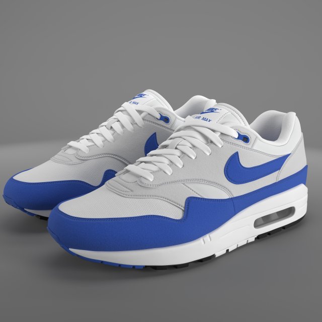 air max 1 nike anniversary royal pbr Modelo 3D .c4d .max .obj .3ds .fbx .stl .blend 