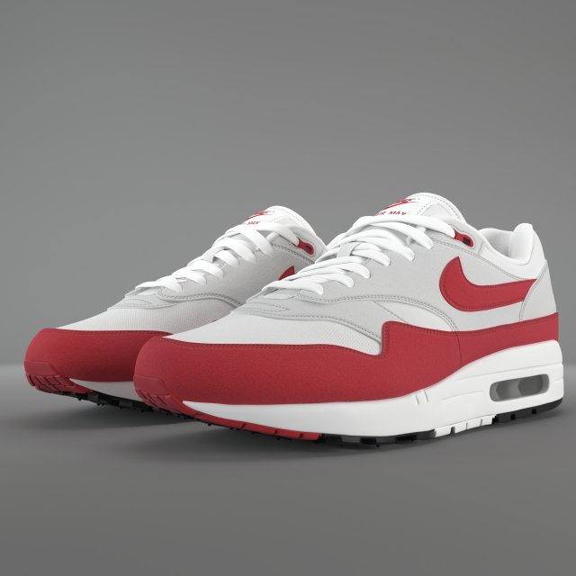air max 1 nike anniversary red pbr 3D Modell in Kleidung 3DExport