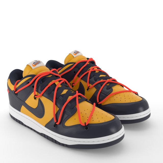 nike dunk low off white university gold pbr 3D Model in Clothing