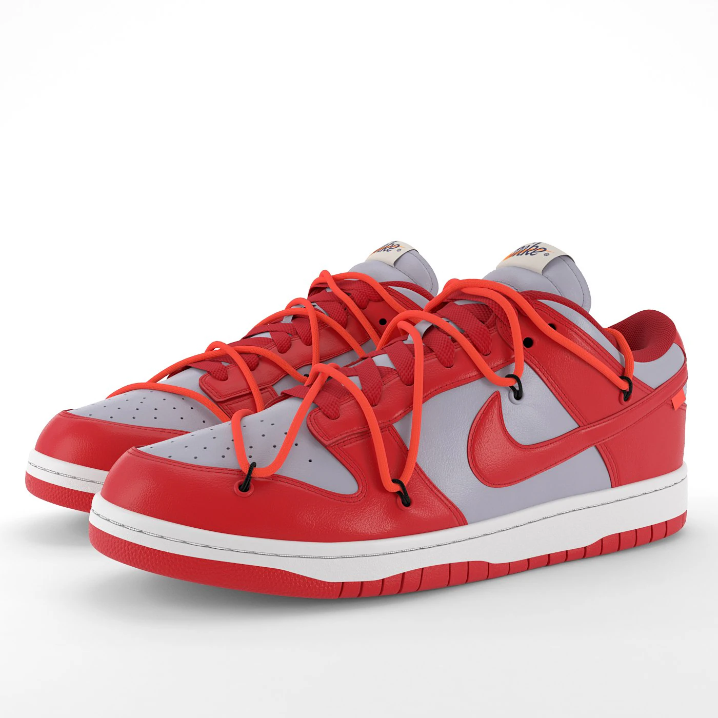 nike dunk low off-white university red pbr 3D Model .c4d .max .obj .3ds .fbx .stl .blend 