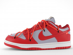 nike dunk low off-white university red pbr 3D-Modell