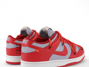 nike dunk low off-white university red pbr 3D-Modell