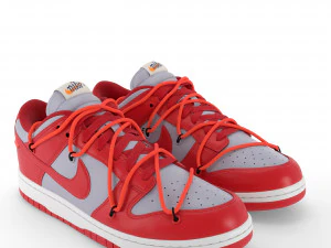 nike dunk low off-white university red pbr 3D Model