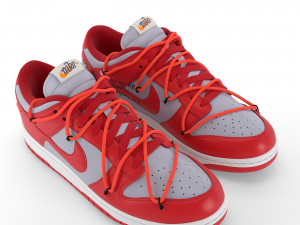 nike dunk low off-white university red pbr 3D-Modell