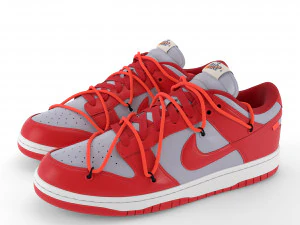 nike dunk low off-white university red pbr 3D Model