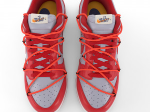 nike dunk low off-white university red pbr 3D-Modell