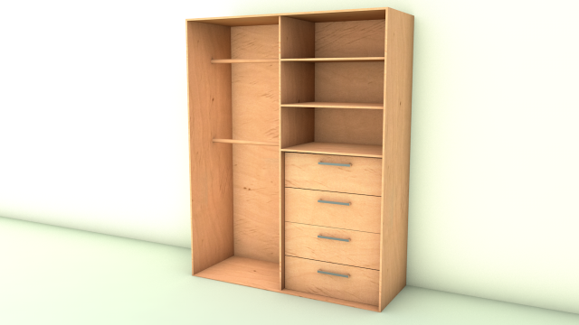 wardrobe with drawers Model 3D .c4d .max .obj .3ds .fbx .stl .blend 
