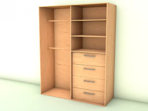 guarda-roupa com gavetas Modelo 3D
