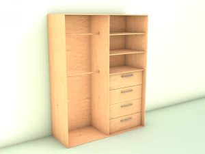 guarda-roupa com gavetas Modelo 3D