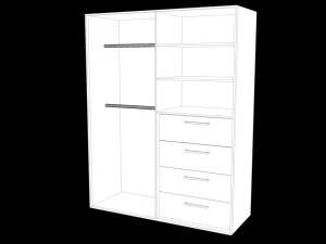 guarda-roupa com gavetas Modelo 3D