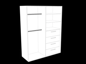 guarda-roupa com gavetas Modelo 3D