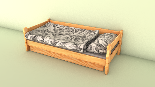 simple wooden bed Model 3D .c4d .max .obj .3ds .fbx .stl .blend 