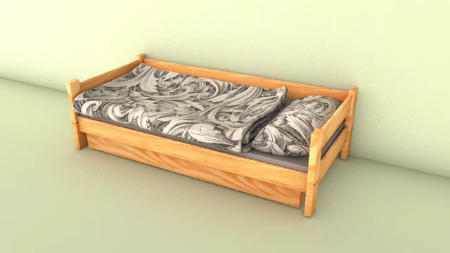 cama de madeira simples Modelo 3D .c4d .max .obj .3ds .fbx .stl .blend