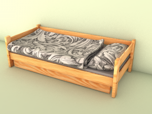 simple wooden bed Model 3D