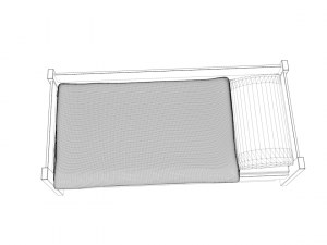 simple wooden bed Model 3D