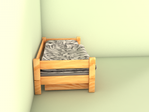 simple wooden bed Model 3D