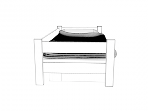 simple wooden bed Model 3D