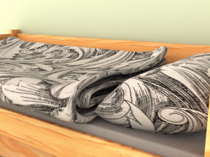 simple wooden bed Model 3D