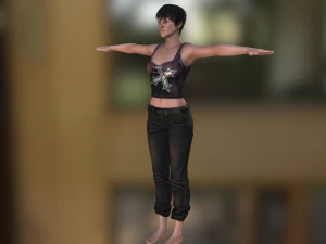 jane - karakter poli rendah Model 3D