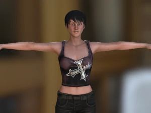 jane - karakter poli rendah Model 3D