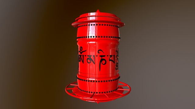 tibet prayer wheel Model 3D .c4d .max .obj .3ds .fbx .stl .blend 