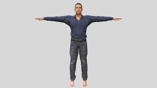 low poly man in blue shirt rigged Model 3D .c4d .max .obj .3ds .fbx .stl .blend