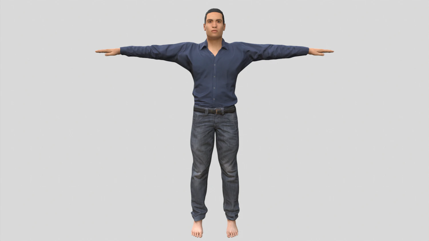 low poly man in blue shirt rigged 3D Model .c4d .max .obj .3ds .fbx .stl .blend 