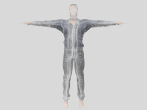low poly man in blue shirt rigged 3D Model