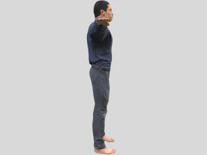 low poly man in blue shirt rigged 3D Model